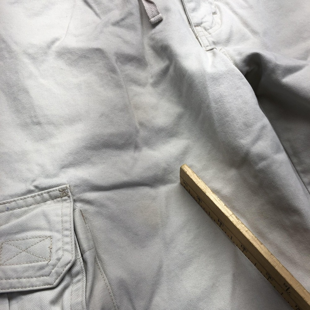 Y2K Cargo Pants Mens 32x28 Beige Canvas Wide Leg Relaxed Workwear Utility - Picture 4 of 10